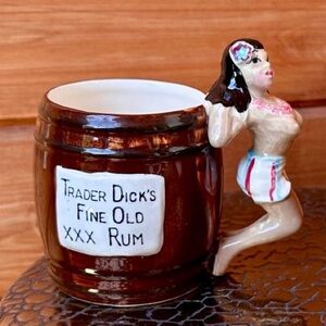 Nude Woman Beer Stein Mug Vintage Pin Up Trader Dicks Old Fine Rum Barware Decor